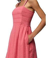 prAna Ocean Hills Seersucker Stripe Mesh Square Neck Dress