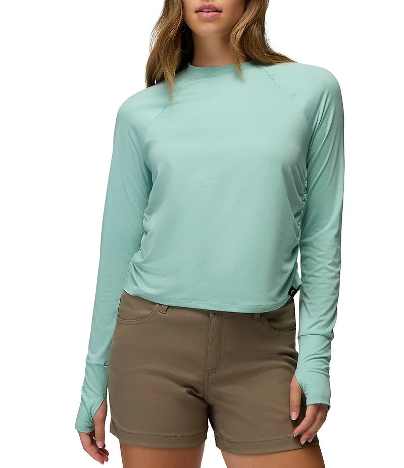 prAna Sol Searcher Stretch Jersey Knit Long Sleeve Crew Neck Cropped Top