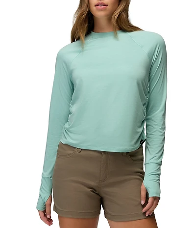 prAna Sol Searcher Stretch Jersey Knit Long Sleeve Crew Neck Cropped Top