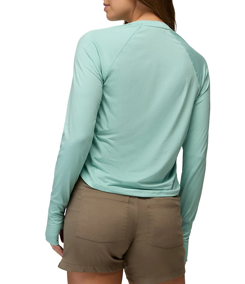 prAna Sol Searcher Stretch Jersey Knit Long Sleeve Crew Neck Cropped Top