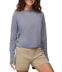prAna Sol Searcher Stretch Jersey Knit Long Sleeve Crew Neck Cropped Top