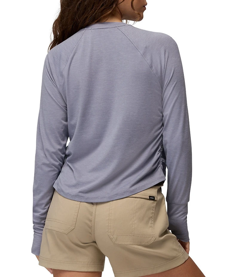 prAna Sol Searcher Stretch Jersey Knit Long Sleeve Crew Neck Cropped Top