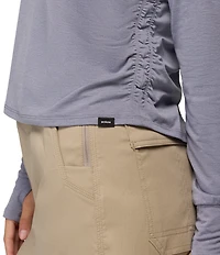 prAna Sol Searcher Stretch Jersey Knit Long Sleeve Crew Neck Cropped Top