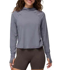 prAna Sol Searcher Sun Stretch Jersey Knit Long Sleeve Hoodie Crop Top