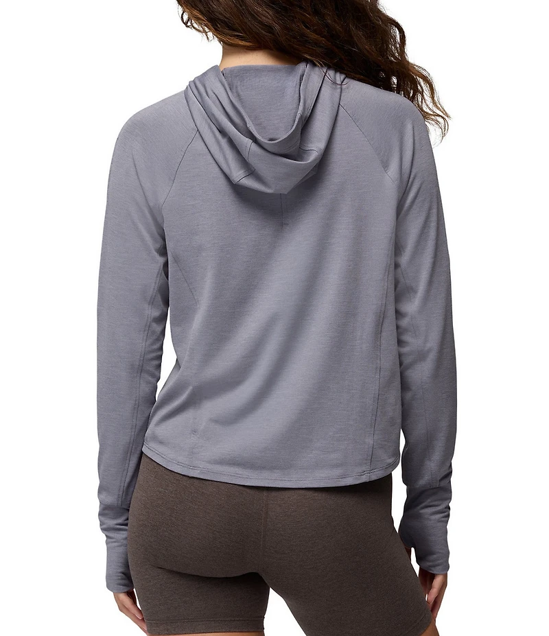 prAna Sol Searcher Sun Stretch Jersey Knit Long Sleeve Hoodie Crop Top
