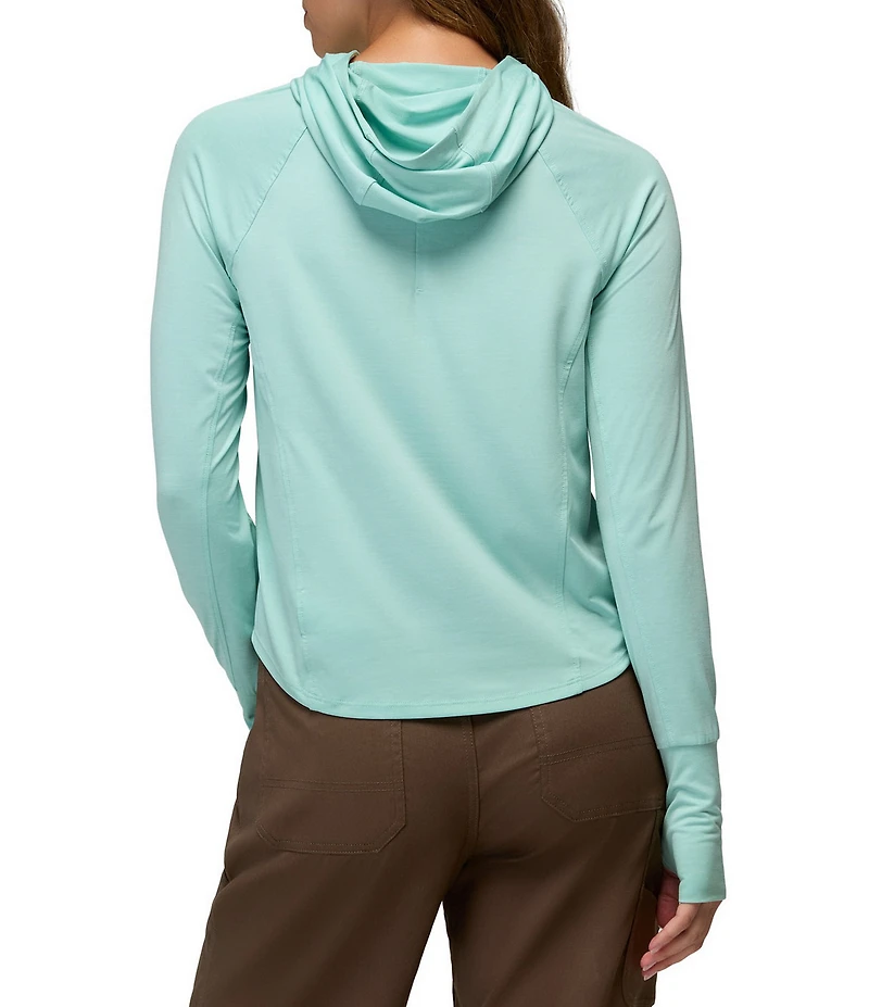 prAna Sol Searcher Sun Stretch Jersey Knit Long Sleeve Hoodie Crop Top
