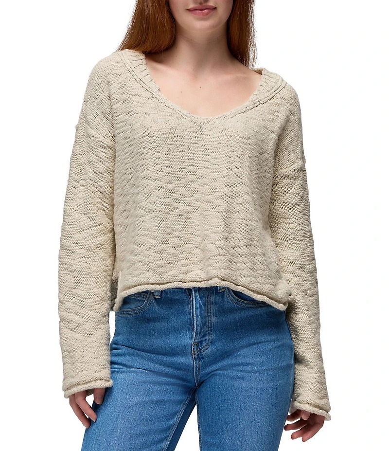 prAna Sunshine Sunset Organic Cotton Jersey Rib Knit V-Neck Sweater