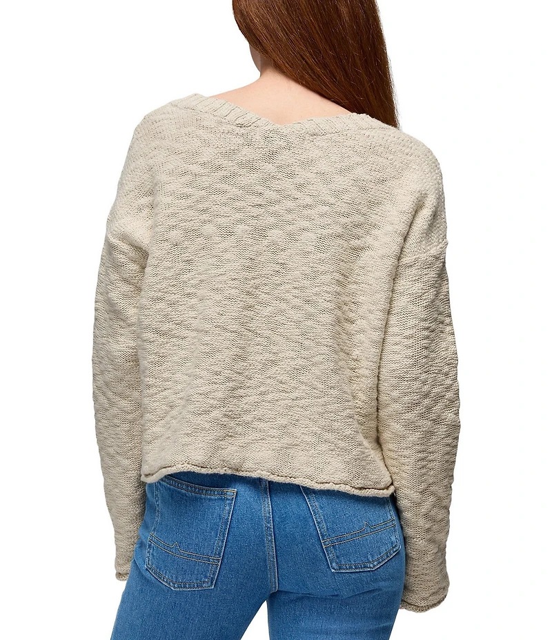 prAna Sunshine Sunset Organic Cotton Jersey Rib Knit V-Neck Sweater