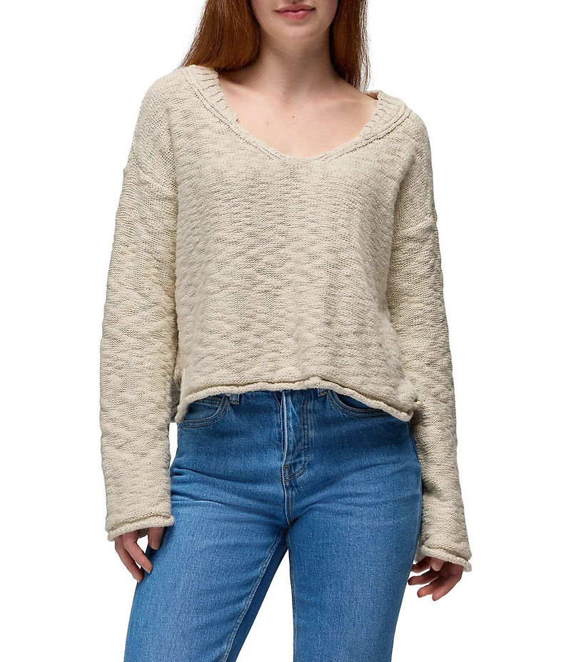prAna Sunshine Sunset Organic Cotton Jersey Rib Knit V-Neck Sweater