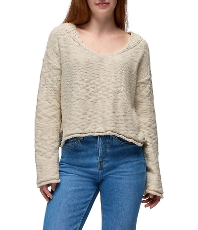 prAna Sunshine Sunset Organic Cotton Jersey Rib Knit V-Neck Sweater