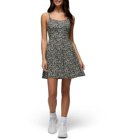 prAna Wistful Winds Tank Black Blossom Printed V-Neck Fit & Flare Dress