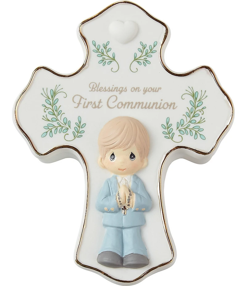 Precious Moments Blessings On Your First Communion Boy Rosary Box With Black Beaded Rosary and Metal Cross