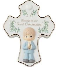 Precious Moments Blessings On Your First Communion Boy Rosary Box With Black Beaded Rosary and Metal Cross