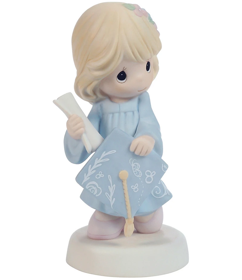 Precious Moments Graduation Blonde Girl With Blue Gown Porcelain Figurine