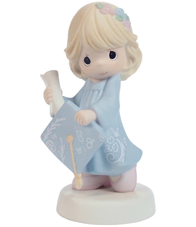 Precious Moments Graduation Blonde Girl With Blue Gown Porcelain Figurine