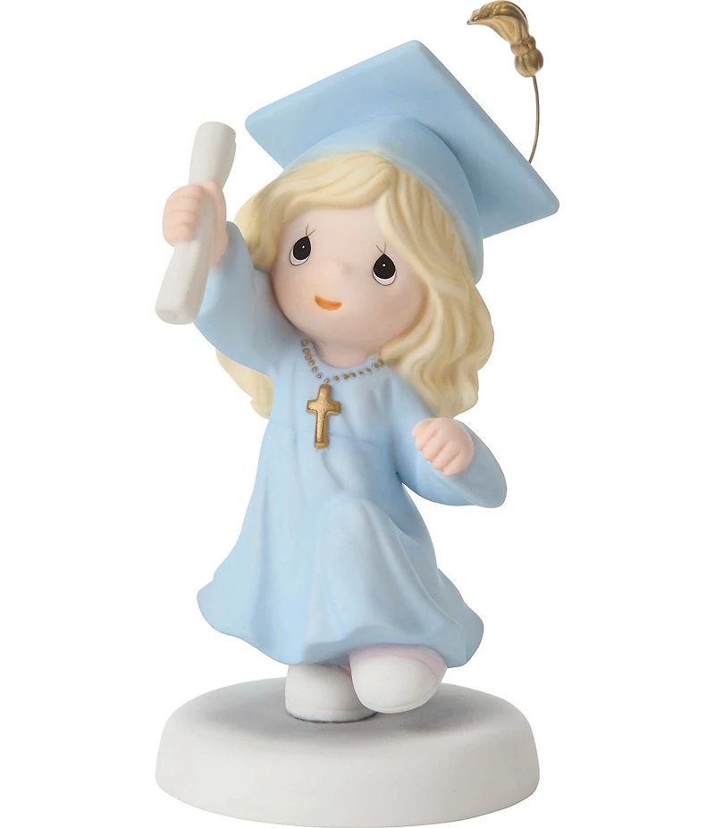 Precious Moments Graduation Blonde Girl With Cross Porcelain Figurine