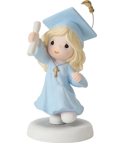 Precious Moments Graduation Blonde Girl With Cross Porcelain Figurine
