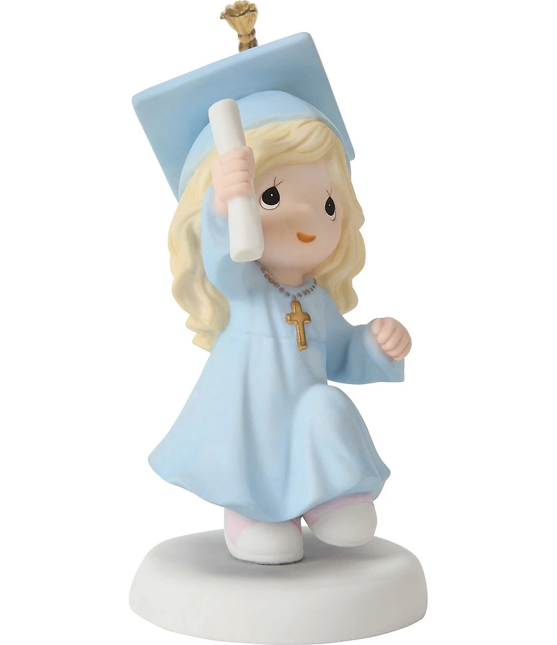 Precious Moments Graduation Blonde Girl With Cross Porcelain Figurine