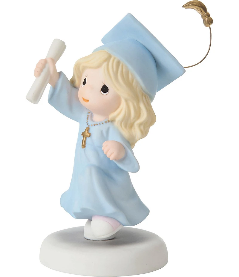 Precious Moments Graduation Blonde Girl With Cross Porcelain Figurine
