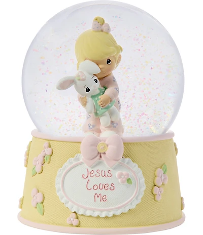 Precious Moments #double;Jesus Loves Me#double; Baby Girl With Bunny Snow Globe