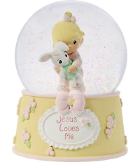 Precious Moments #double;Jesus Loves Me#double; Baby Girl With Bunny Snow Globe