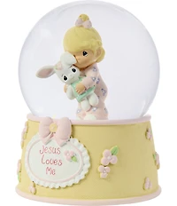 Precious Moments #double;Jesus Loves Me#double; Baby Girl With Bunny Snow Globe
