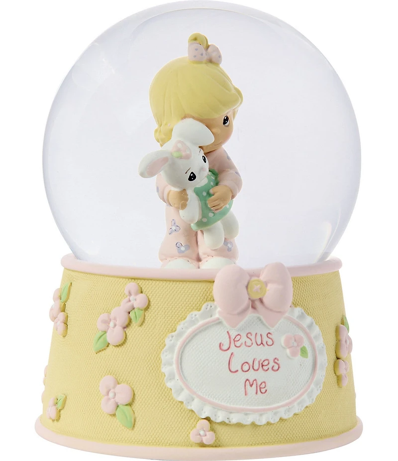 Precious Moments #double;Jesus Loves Me#double; Baby Girl With Bunny Snow Globe