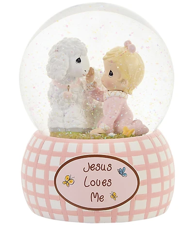 Precious Moments #double;Jesus Loves Me#double; Baby Girl with Lamb Snow Globe