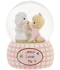 Precious Moments #double;Jesus Loves Me#double; Baby Girl with Lamb Snow Globe