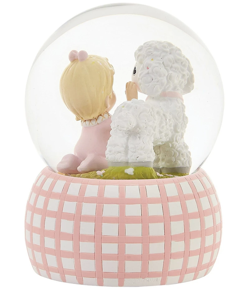 Precious Moments #double;Jesus Loves Me#double; Baby Girl with Lamb Snow Globe