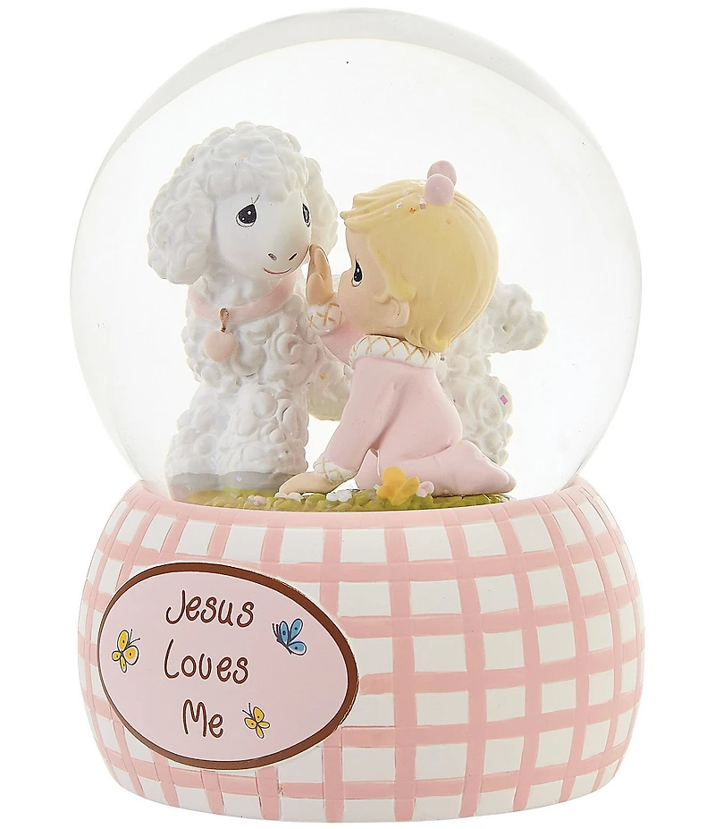 Precious Moments #double;Jesus Loves Me#double; Baby Girl with Lamb Snow Globe