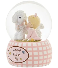 Precious Moments #double;Jesus Loves Me#double; Baby Girl with Lamb Snow Globe