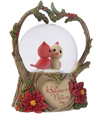 Precious Moments #double;Let Heaven And Nature Sing#double; Cardinal Couple Musical Snow Globe