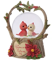 Precious Moments #double;Let Heaven And Nature Sing#double; Cardinal Couple Musical Snow Globe