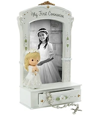 Precious Moments My First Communion Photo Frame with Drawer and White Rosary, Set of 2