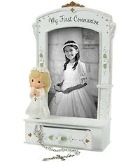 Precious Moments My First Communion Photo Frame with Drawer and White Rosary, Set of 2