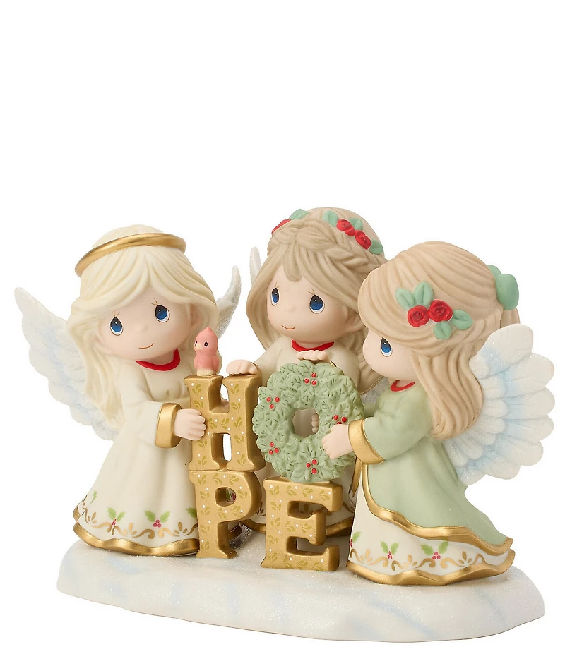 Precious Moments Trio of Angels Holding #double;HOPE#double; Sign Limited Edition Figurine
