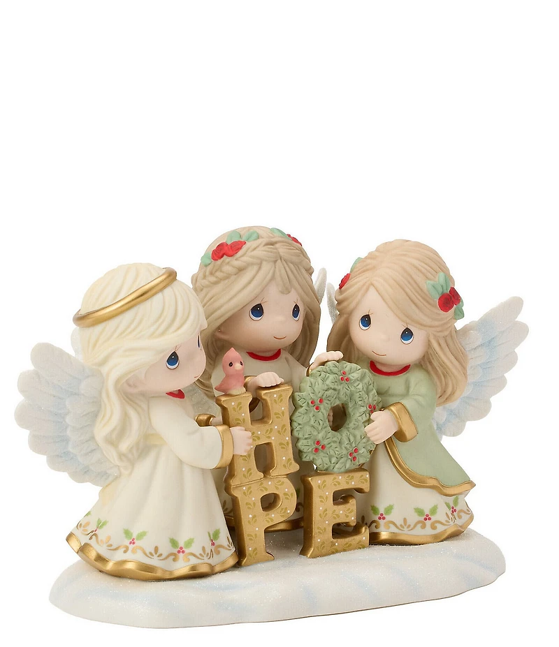 Precious Moments Trio of Angels Holding #double;HOPE#double; Sign Limited Edition Figurine