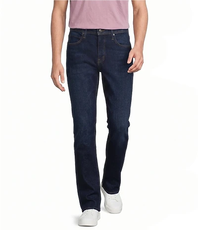Premium Denim Relaxed Straight Dark Wash Stretch Jeans
