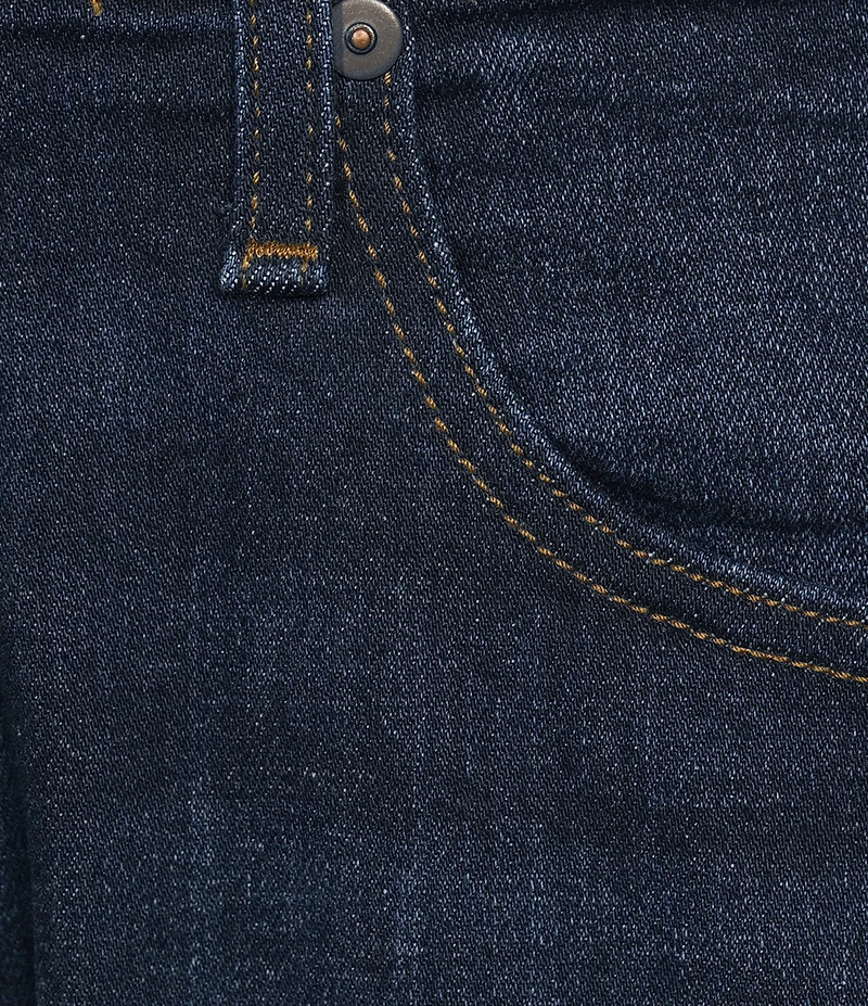 Premium Denim Relaxed Straight Dark Wash Stretch Jeans