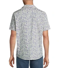 Premium Denim Simple Floral Short Sleeve Woven Shirt Cremieux Woven Floral Print