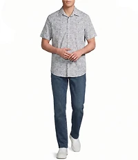 Premium Denim Simple Floral Short Sleeve Woven Shirt Cremieux Woven Floral Print