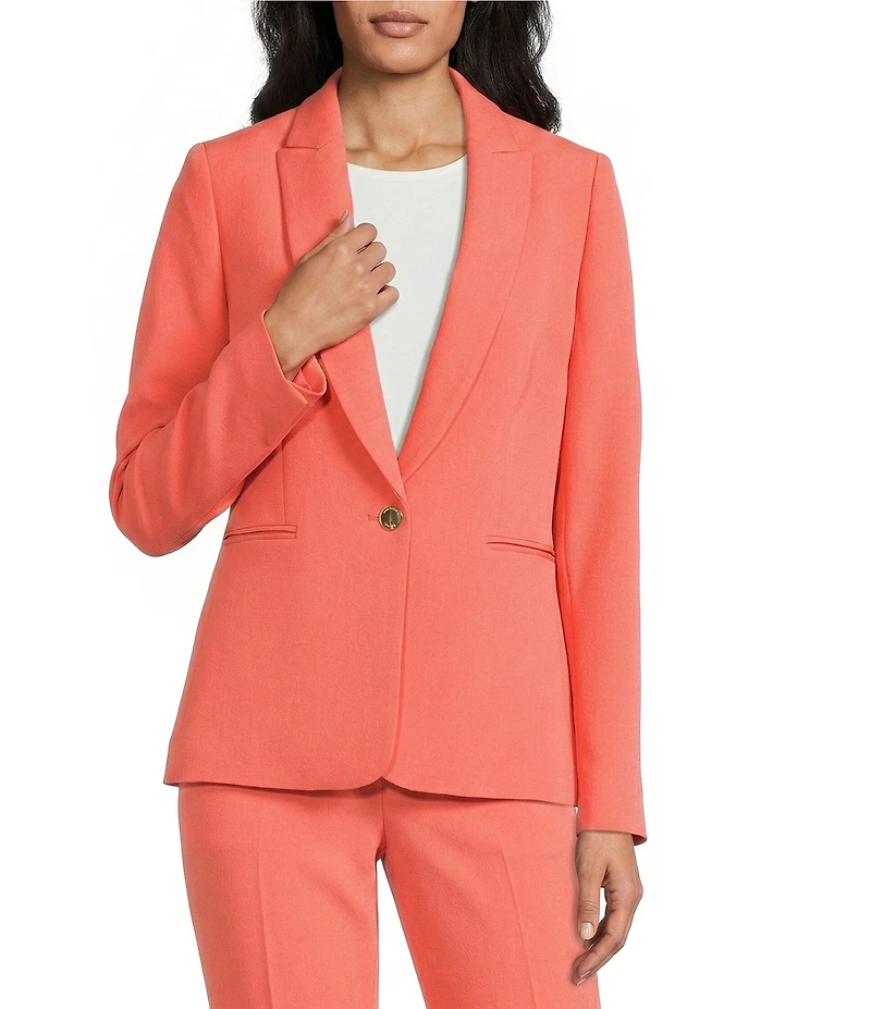 Preston & York Alyssa Notch Lapel Long Sleeve One Button Crepe Blazer