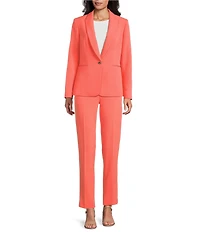 Preston & York Alyssa Notch Lapel Long Sleeve One Button Crepe Blazer
