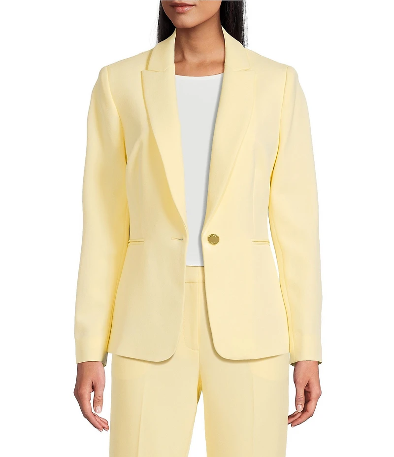 Preston & York Alyssa Notch Lapel Long Sleeve One Button Crepe Blazer