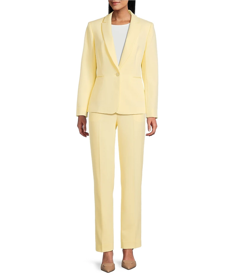 Preston & York Alyssa Notch Lapel Long Sleeve One Button Crepe Blazer