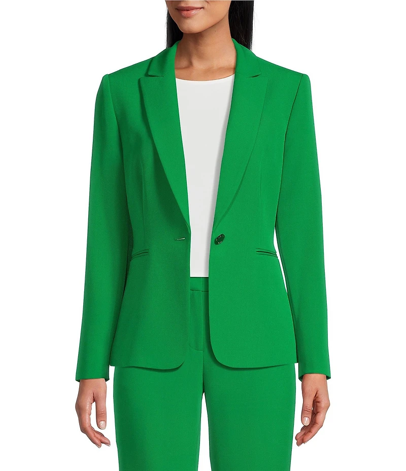Preston & York Alyssa Notch Lapel Long Sleeve One Button Crepe Blazer