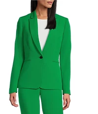 Preston & York Alyssa Notch Lapel Long Sleeve One Button Crepe Blazer
