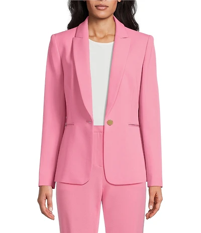 Preston & York Alyssa Notch Lapel Long Sleeve One Button Crepe Blazer