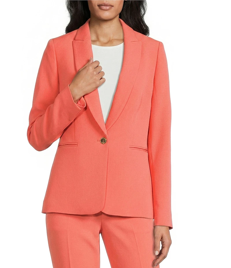 Preston & York Alyssa Notch Lapel Long Sleeve One Button Crepe Blazer
